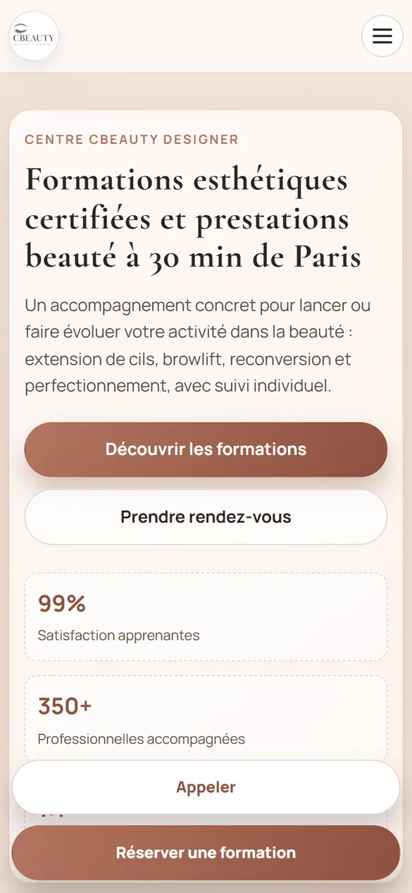 Accueil CBeauty sur mobile