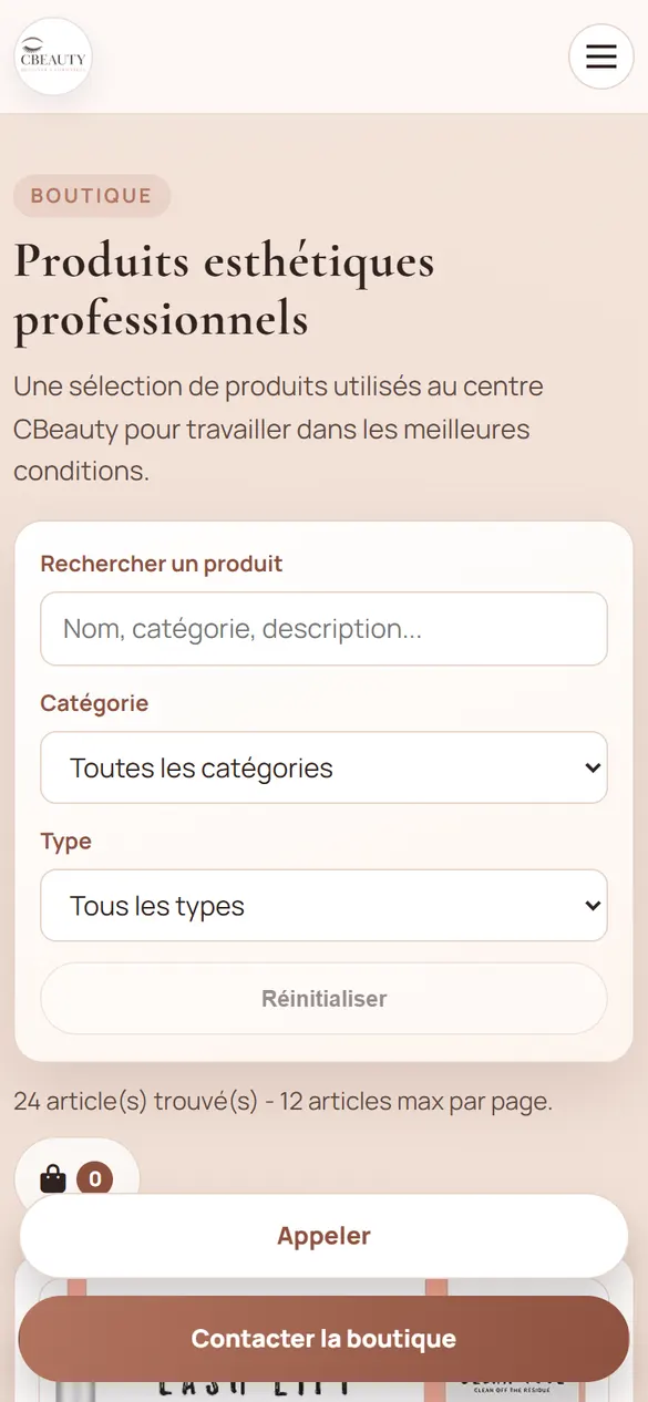 Boutique CBeauty sur mobile