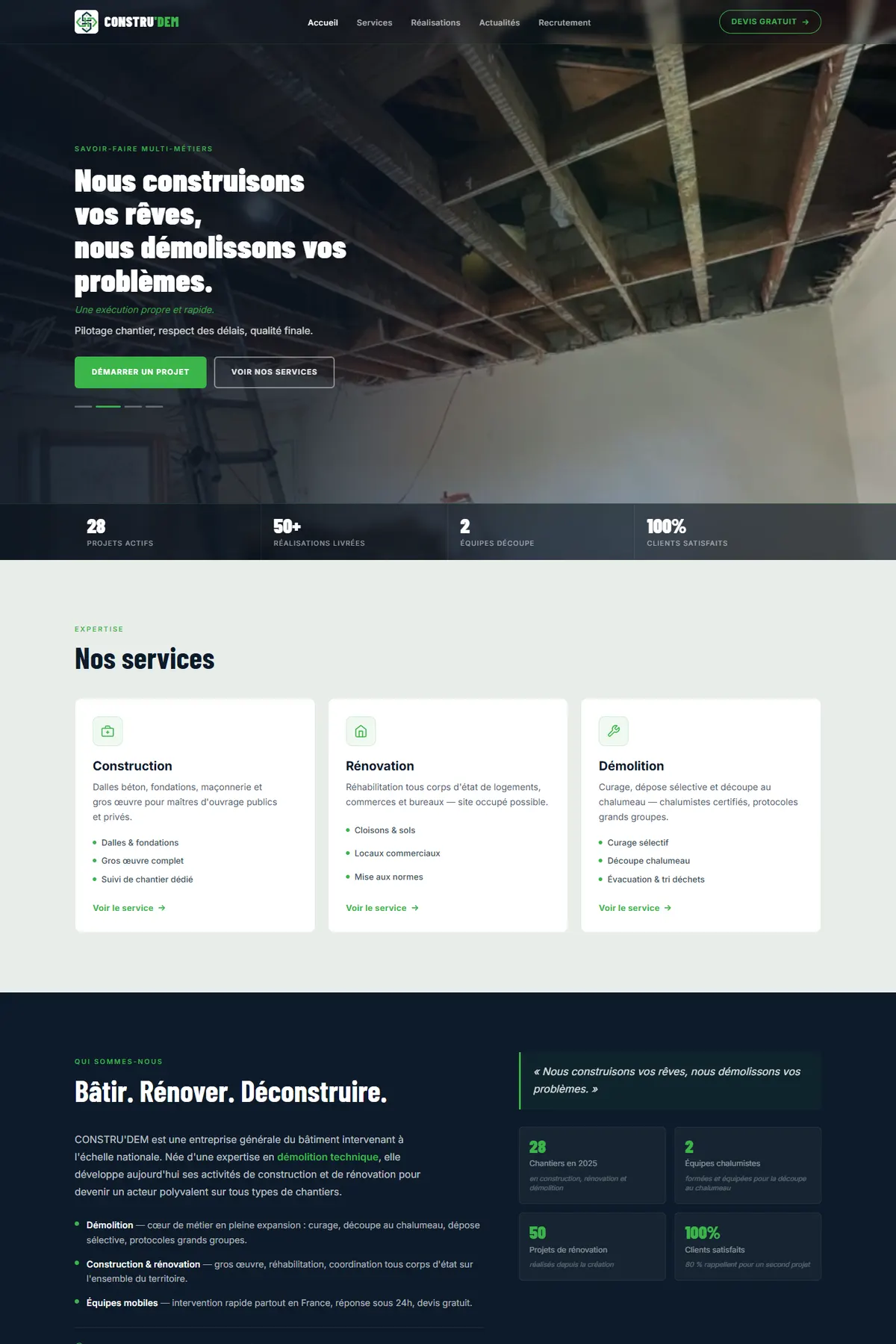 Page d'accueil du site Constru'dem