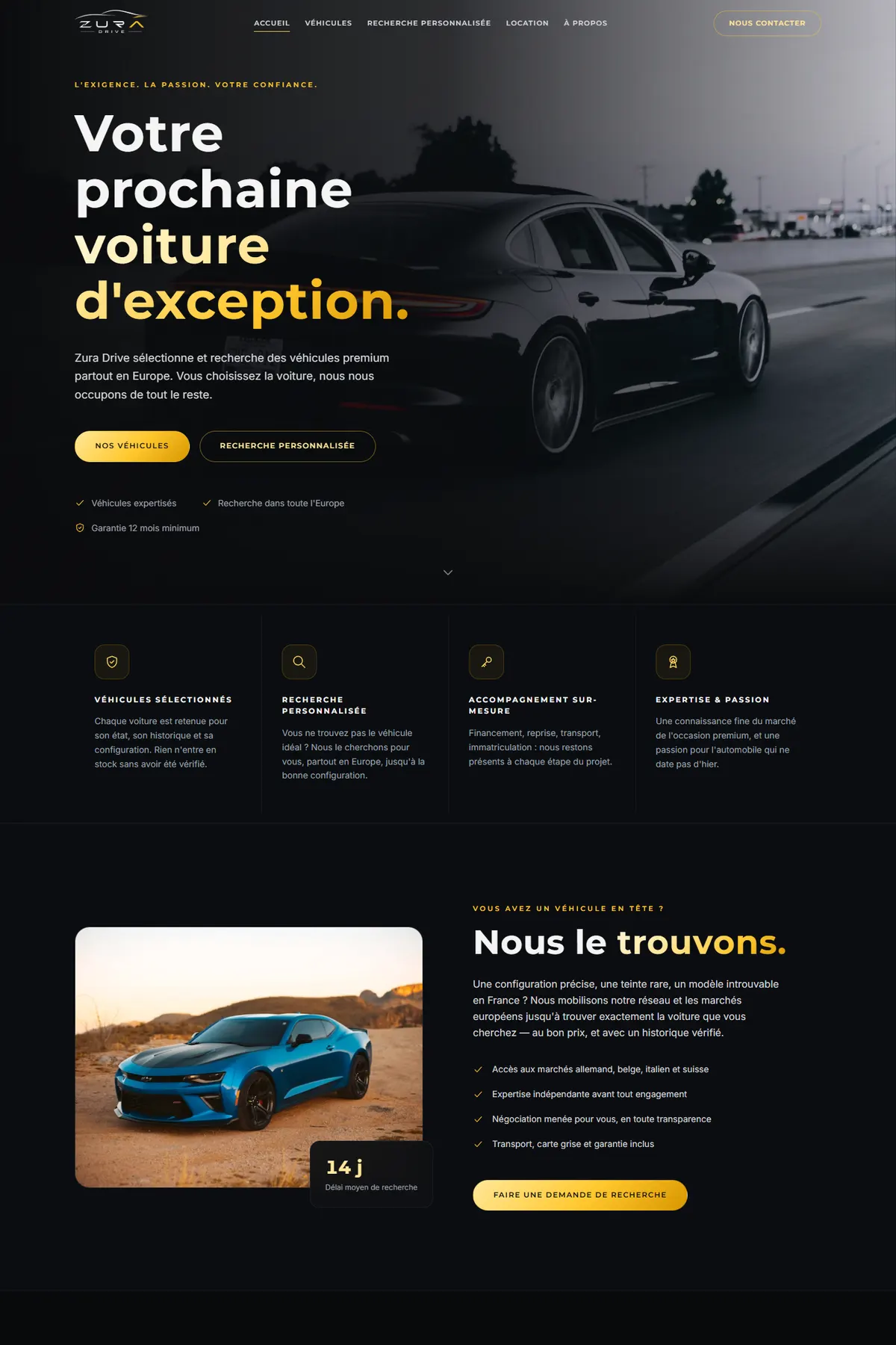 Page d'accueil du site Zura Drive