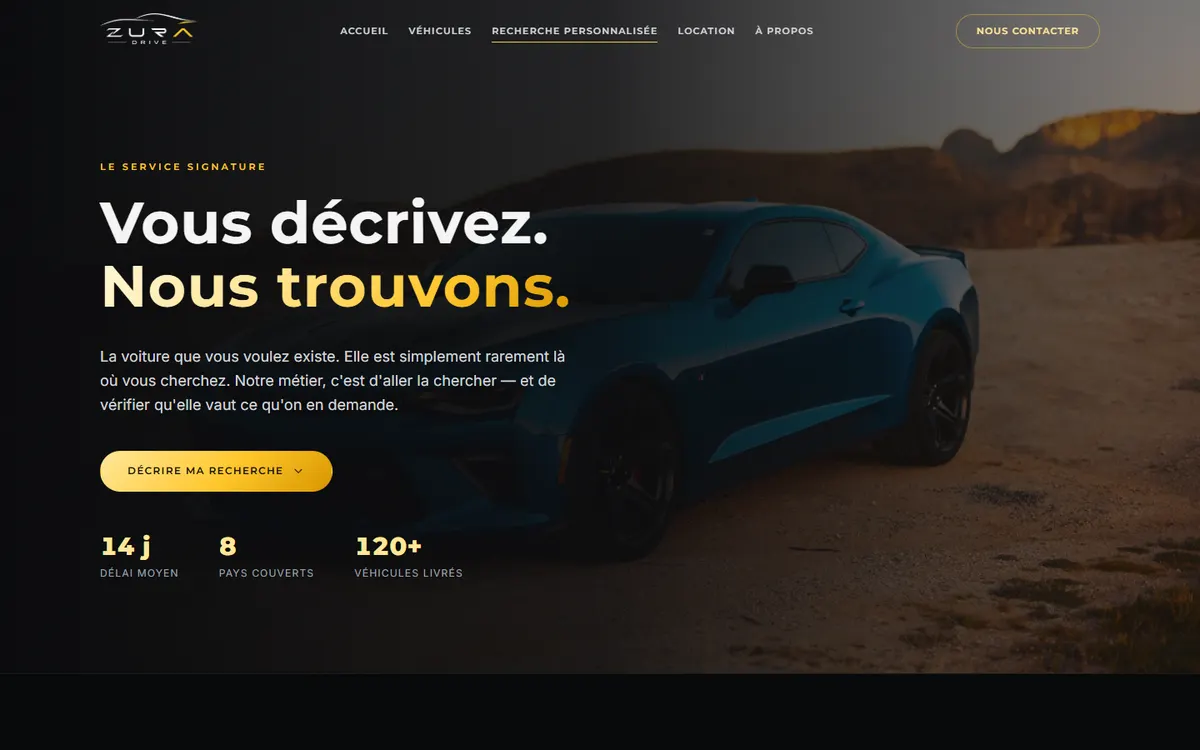 Page de recherche sur mesure Zura Drive